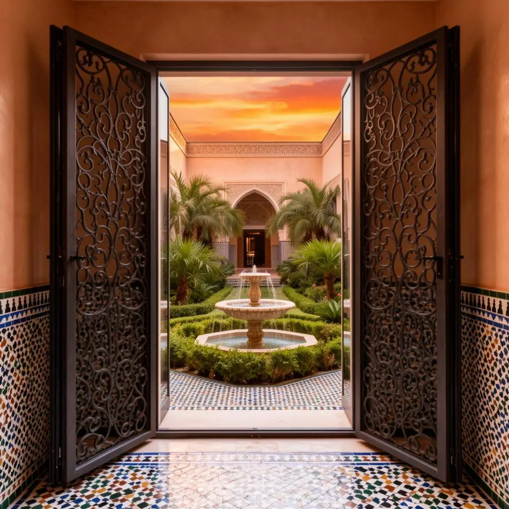Porte fer forgé riad